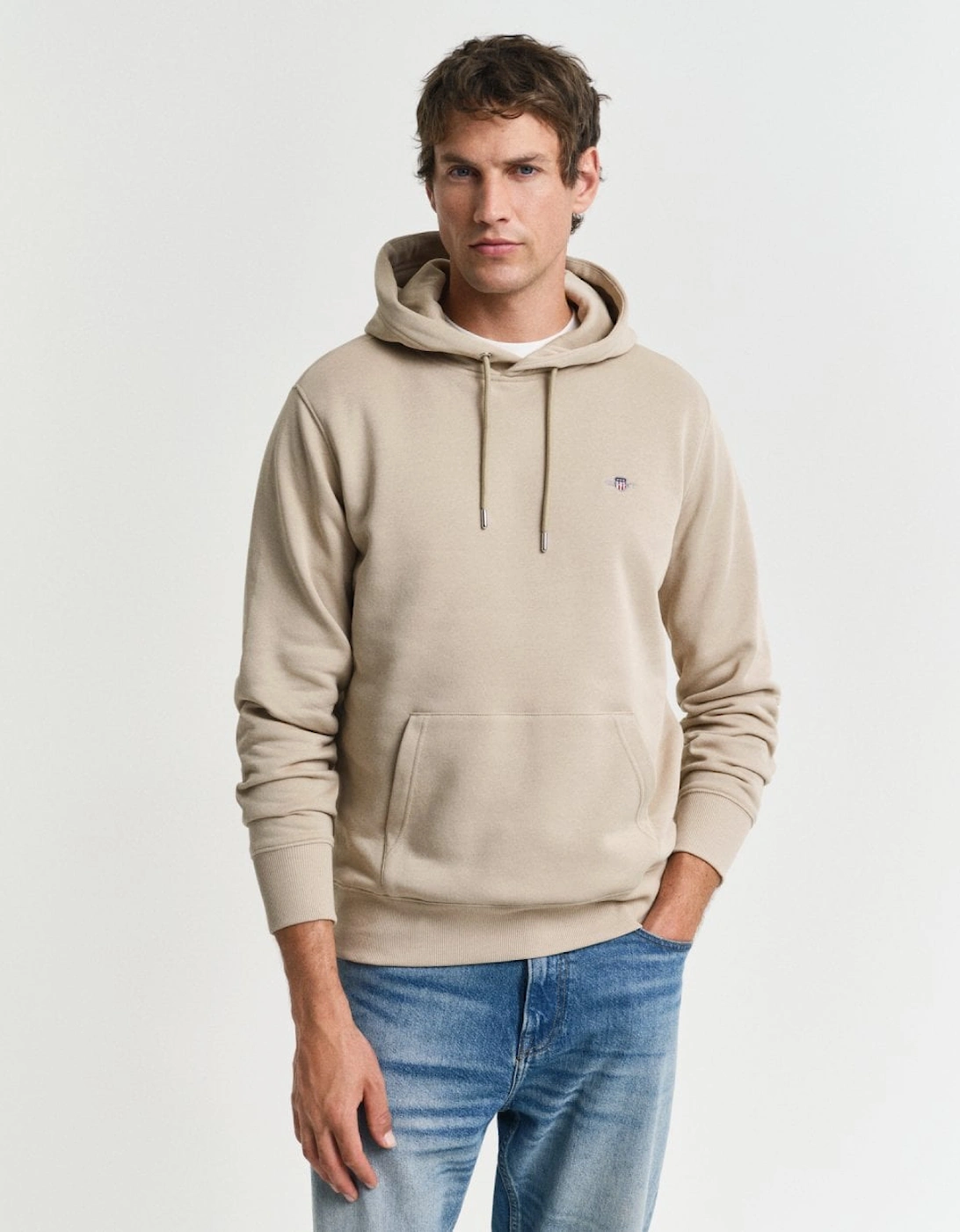 Gant Men's Tan Regular Fit Shield Logo Pullover Hoodie - - : 40/Regular L