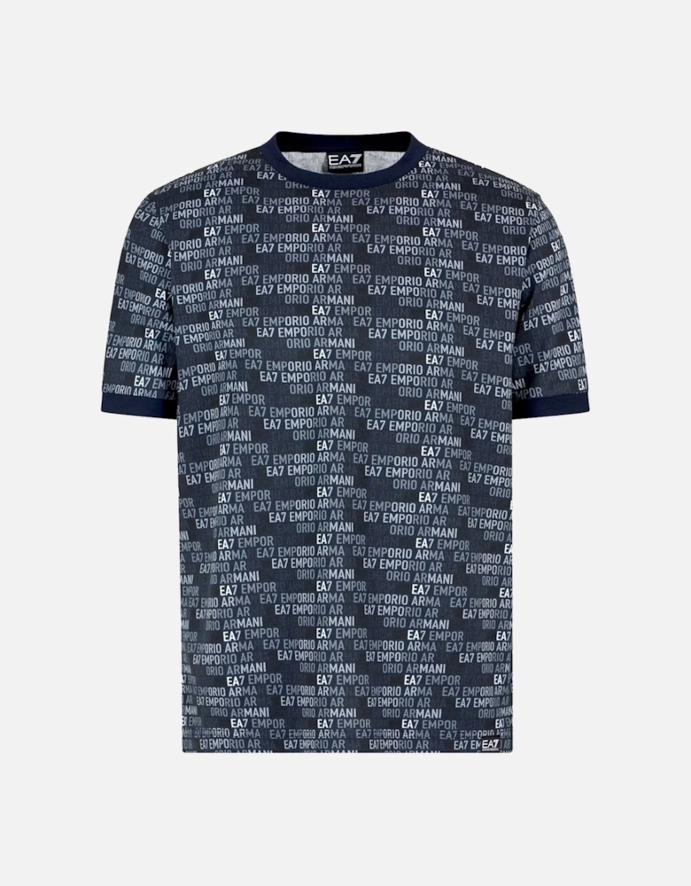 Emporio Armani Logo Series Monogram Print T-Shirt Armani Blue