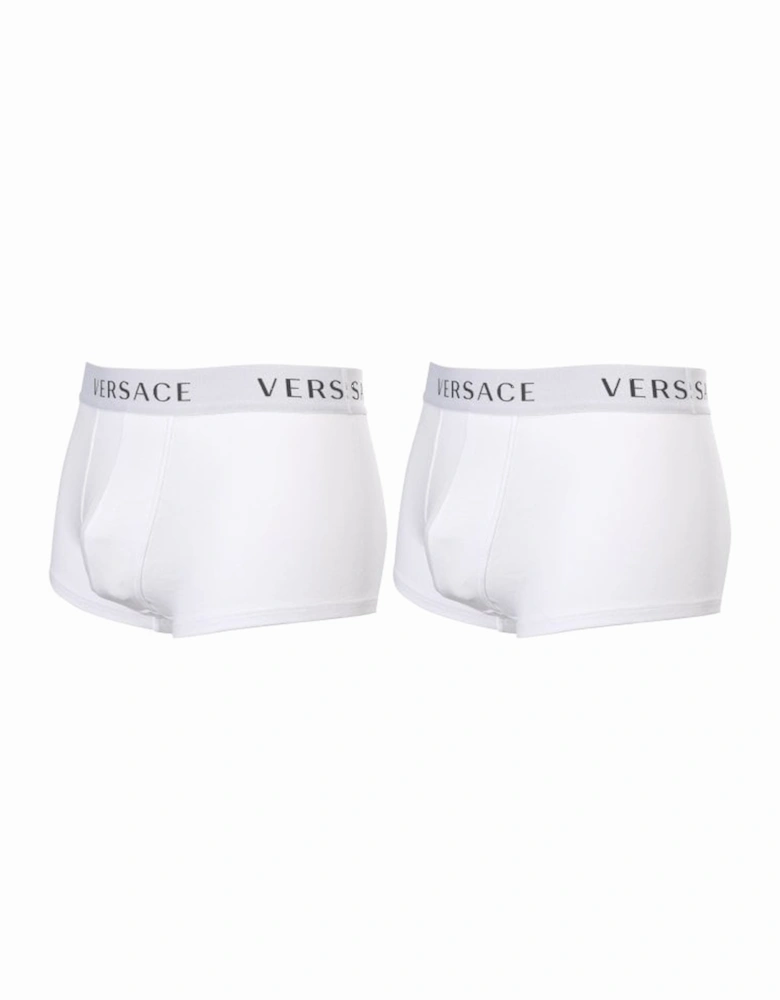 2-Pack Classic Logo Low-Rise Boxer Trunks, White