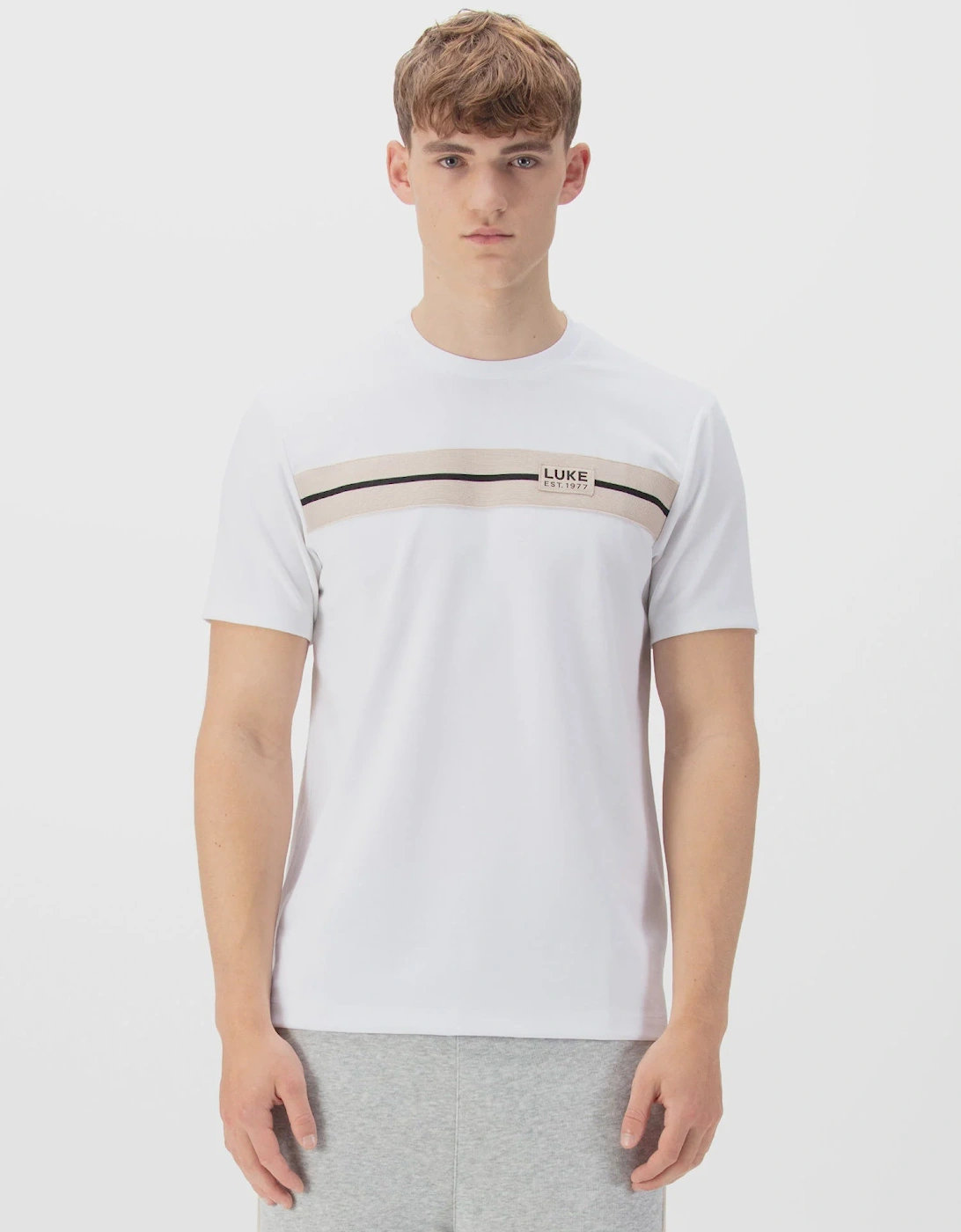 Hopkins Chest Tape T-Shirt - White/Stone, 2 of 1