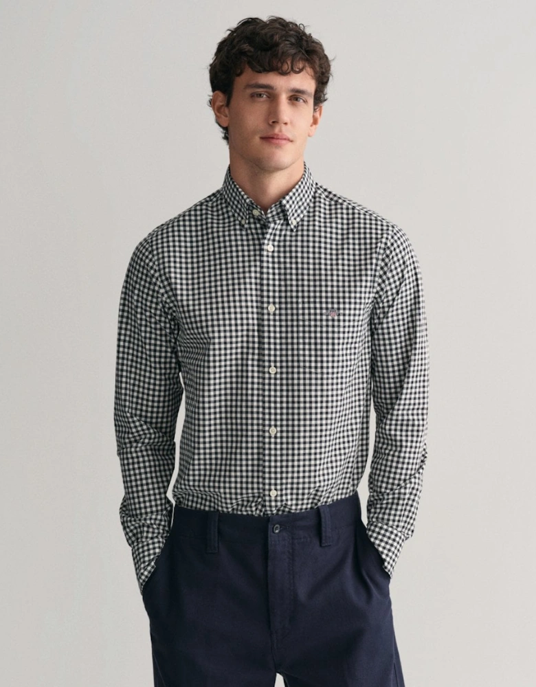 Mens Regular Fit Long Sleeve Poplin Gingham Shirt