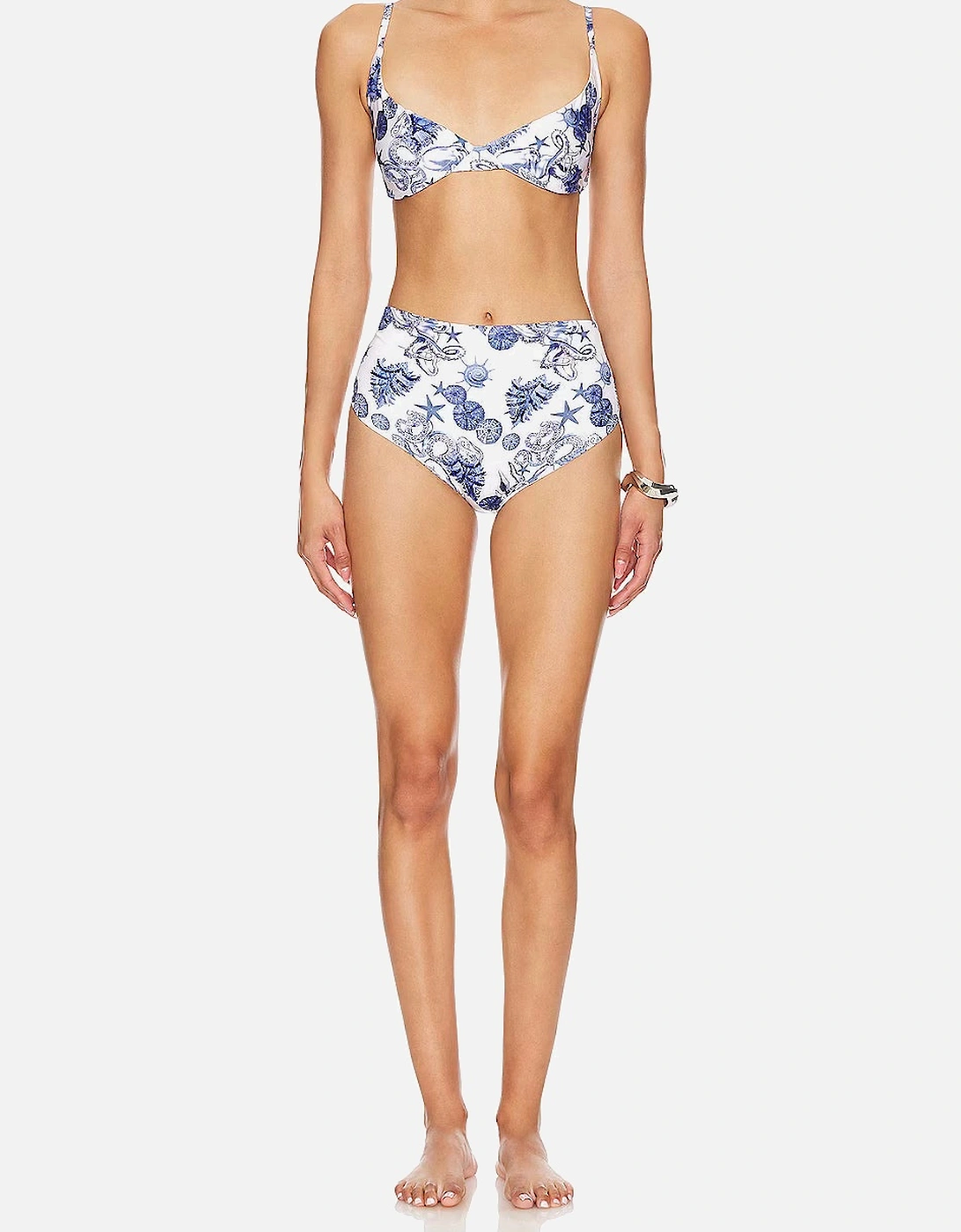 Bruna High Rise Premium Bikini Bottom Blue and White