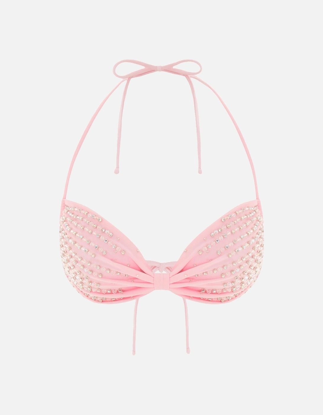 Ophelia Hand Embroidered Summer Bikini Top Pink