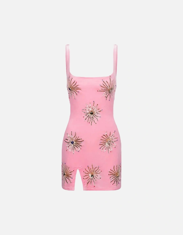 Callie Luxury Embellished Party Dress Pink