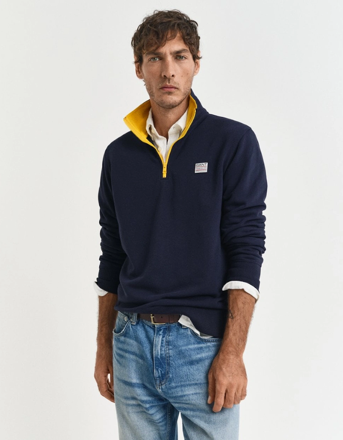 Mens Contrast Half Zip Sweatshirt, 5 of 4