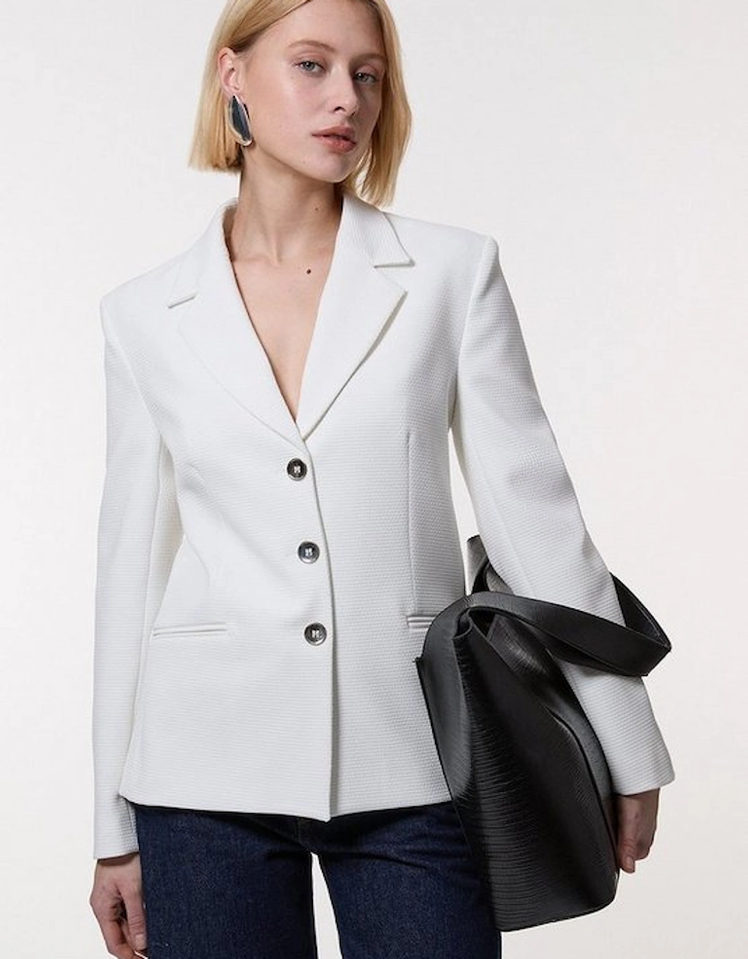 Petite Tailored Textured Single Breasted Jacket, 4 of 3