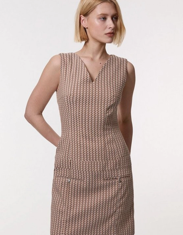 Jacquard Tailored Sleeveless Mini Dress