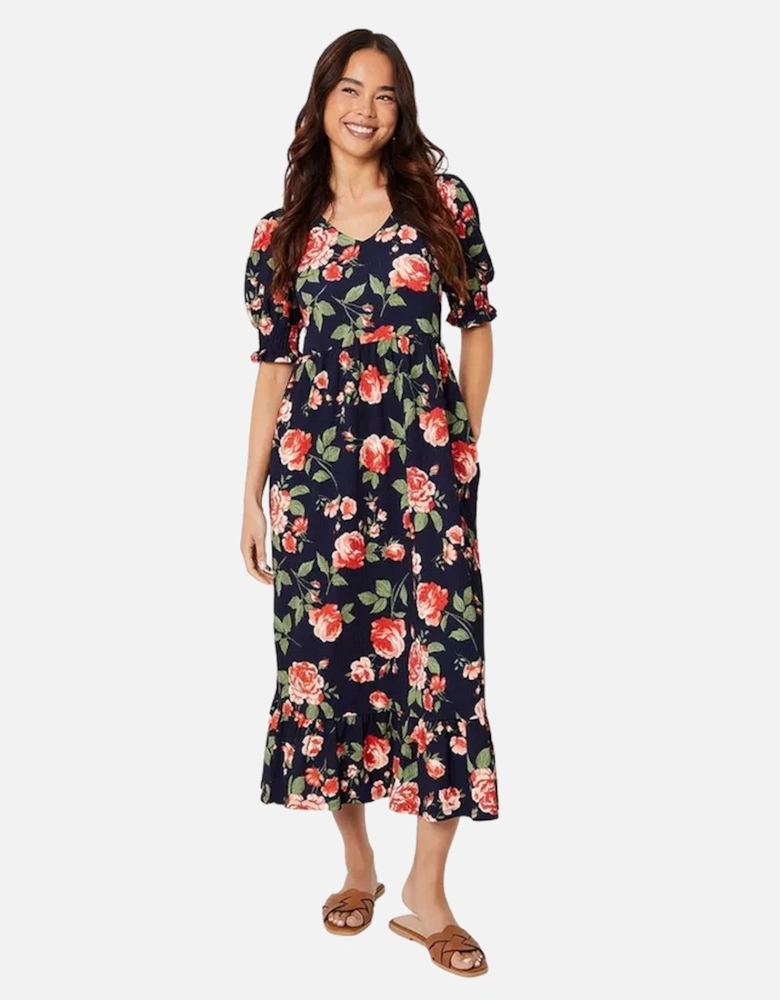 Womens/Ladies Floral Tiered Petite Midi Dress