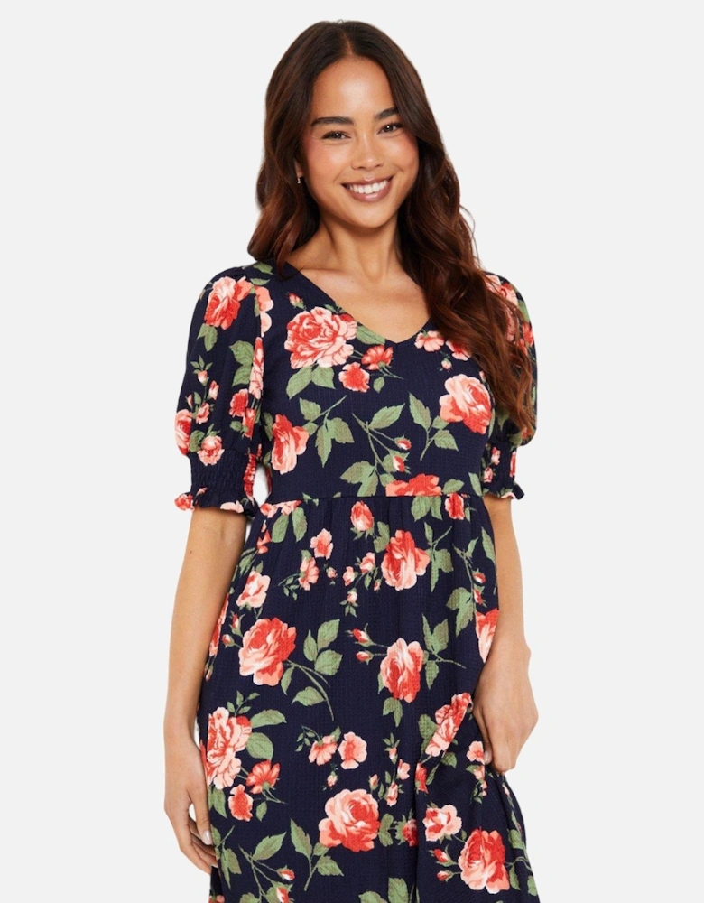 Womens/Ladies Floral Tiered Petite Midi Dress