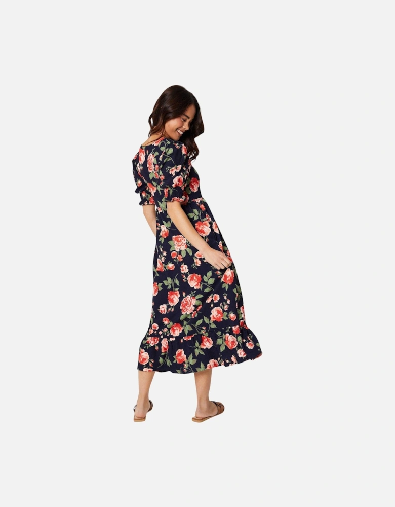 Womens/Ladies Floral Tiered Petite Midi Dress