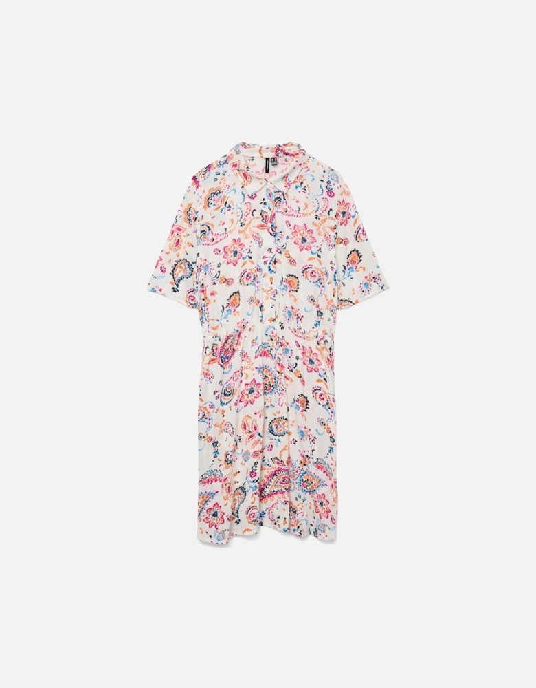 Menny Short Sleeve Short Dress Cloud Dancer Manja