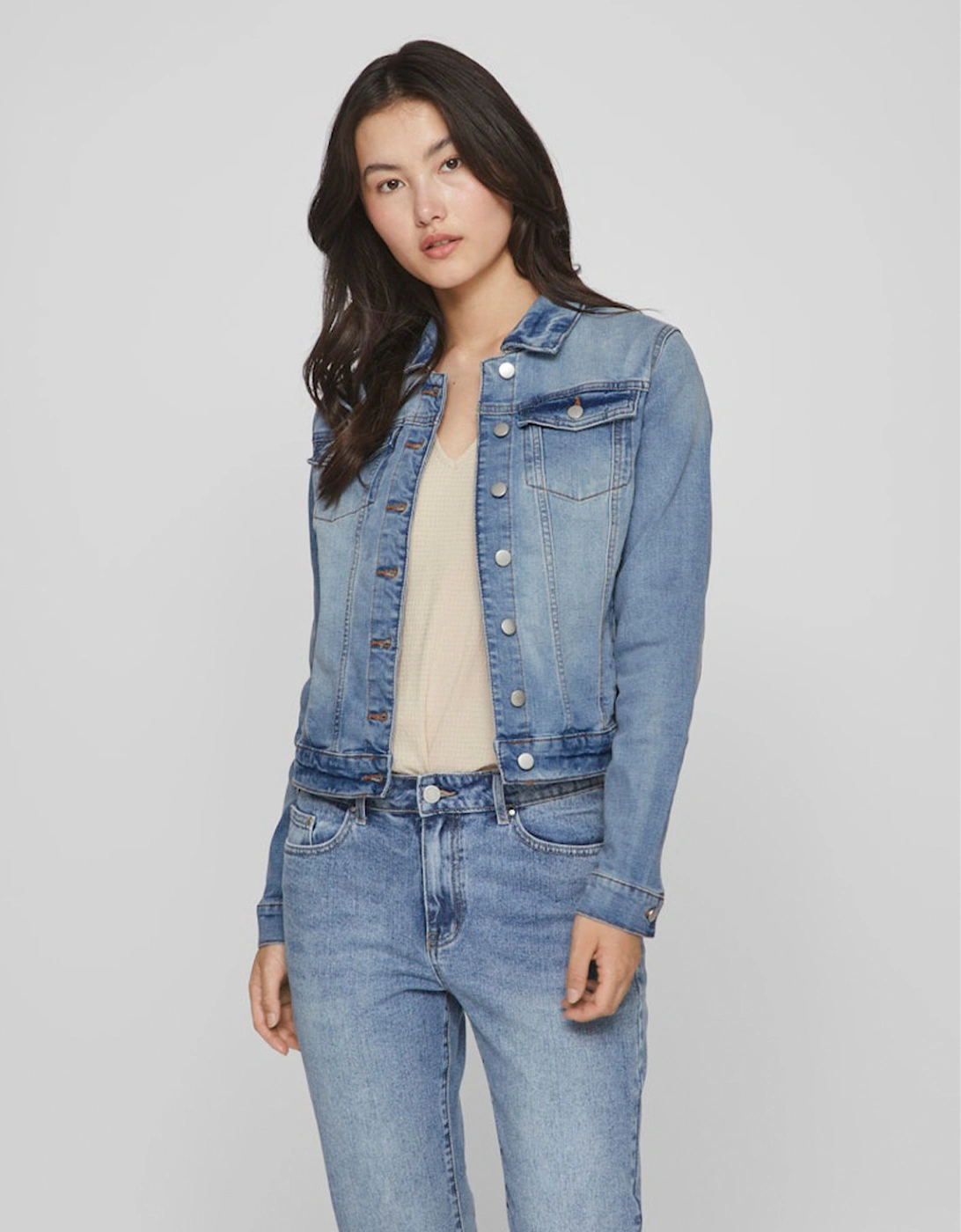 Vila Women's Blue Show New Long Sleeve Denim Jacket Light Denim - : Medium