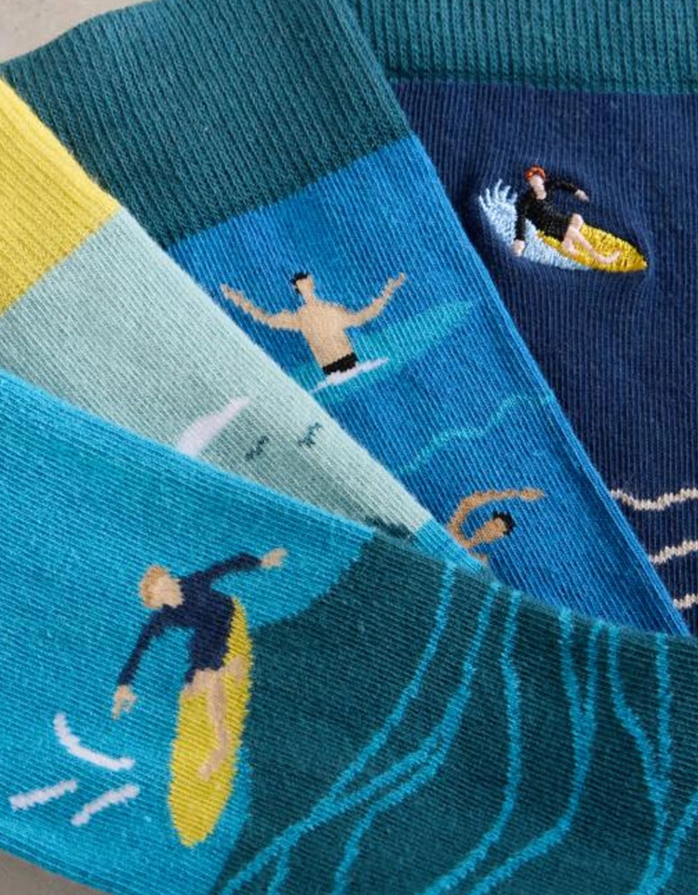 Men's 4 Pack Beside The Seaside Socks Blue Multi