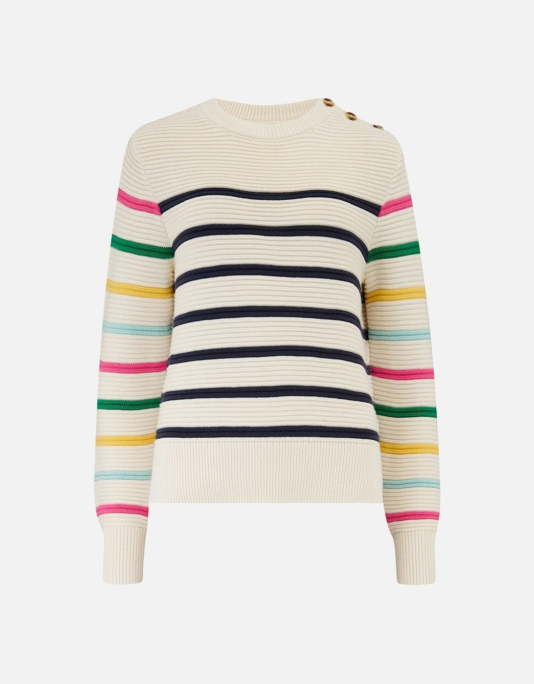 Rebecca Jumper Off-white/Navy Classic Stripe with Rainbow Sleeves