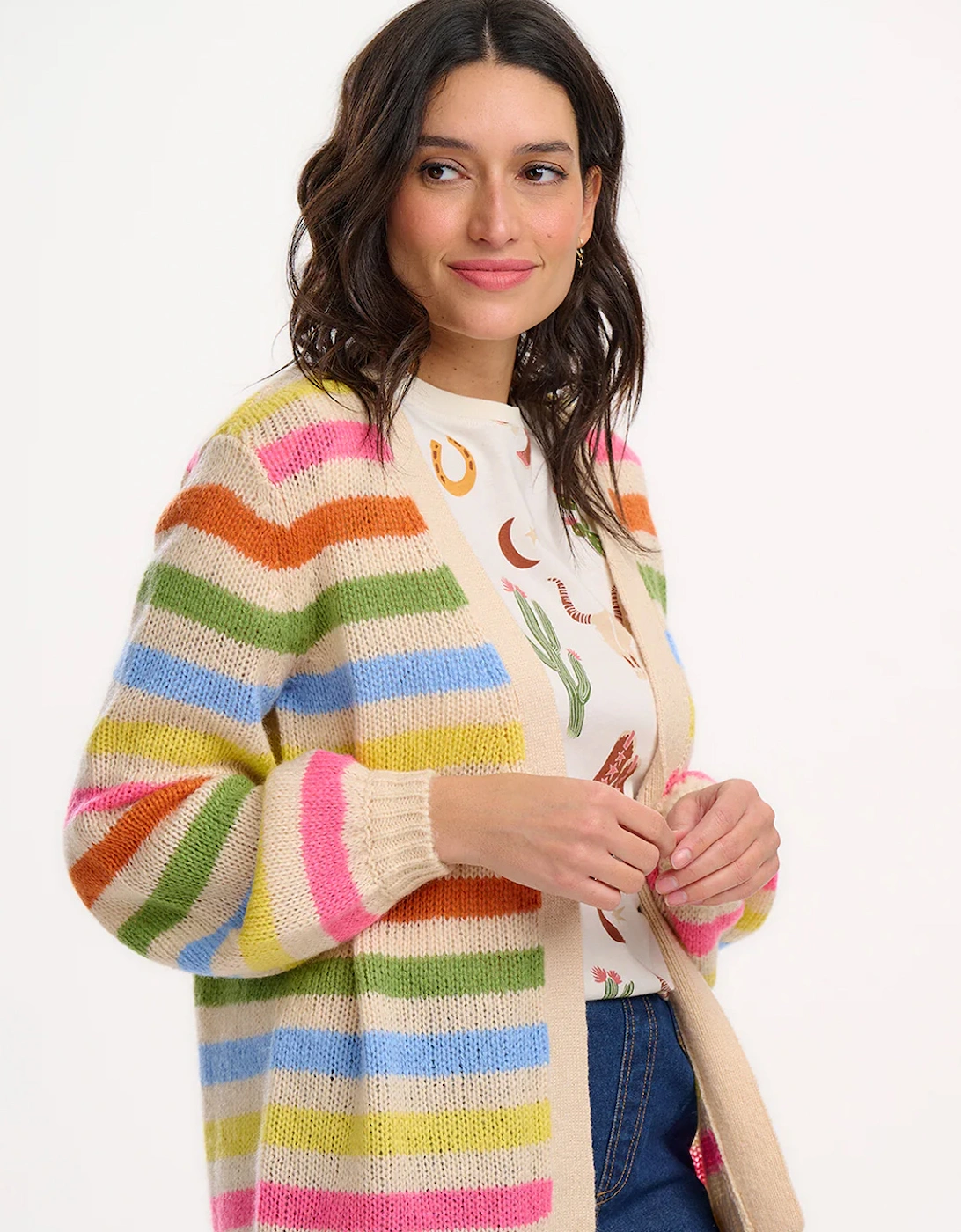 Yvette Cardigan Cream/Soft Rainbow