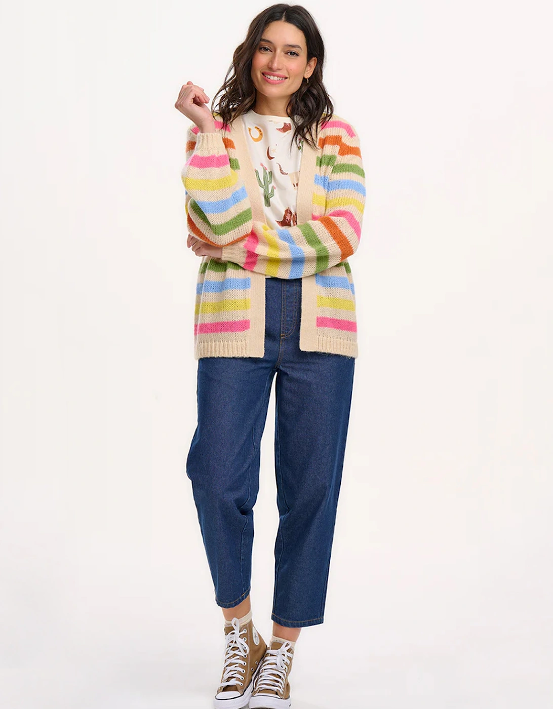 Yvette Cardigan Cream/Soft Rainbow