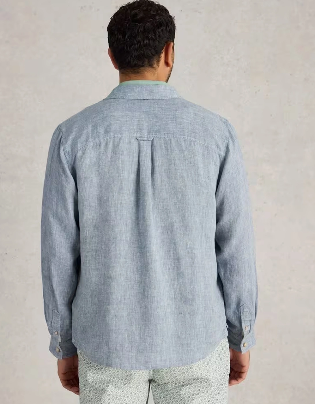 Men's Keswick Long Sleeve Linen Shirt Chambray Blue