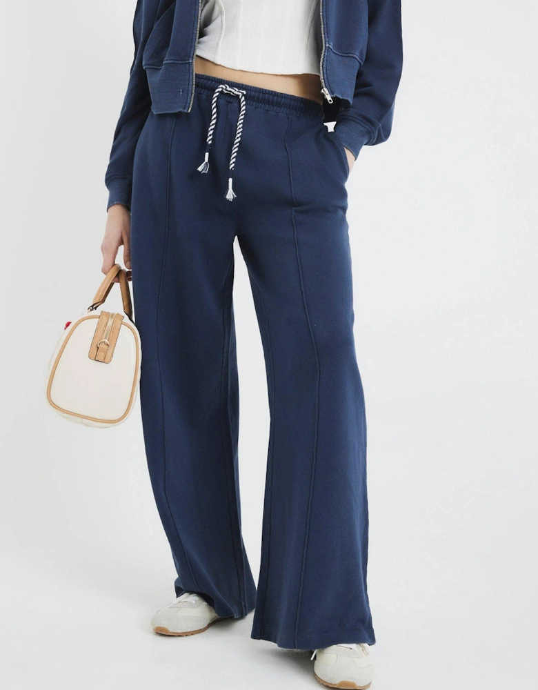 Washed Wide Leg Jogger - Dark Blue