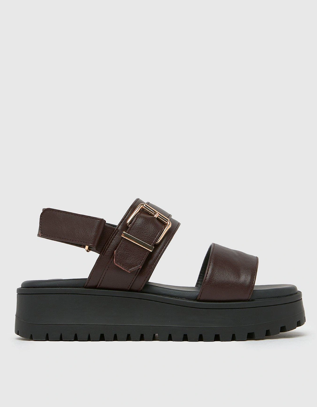 Wide Fit Tiana Chunky Buckle Sandals - Brown, 2 of 1