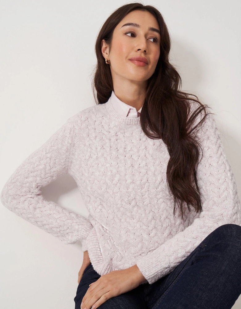 Twisted Yarn Cable Knit Jumper - Pink