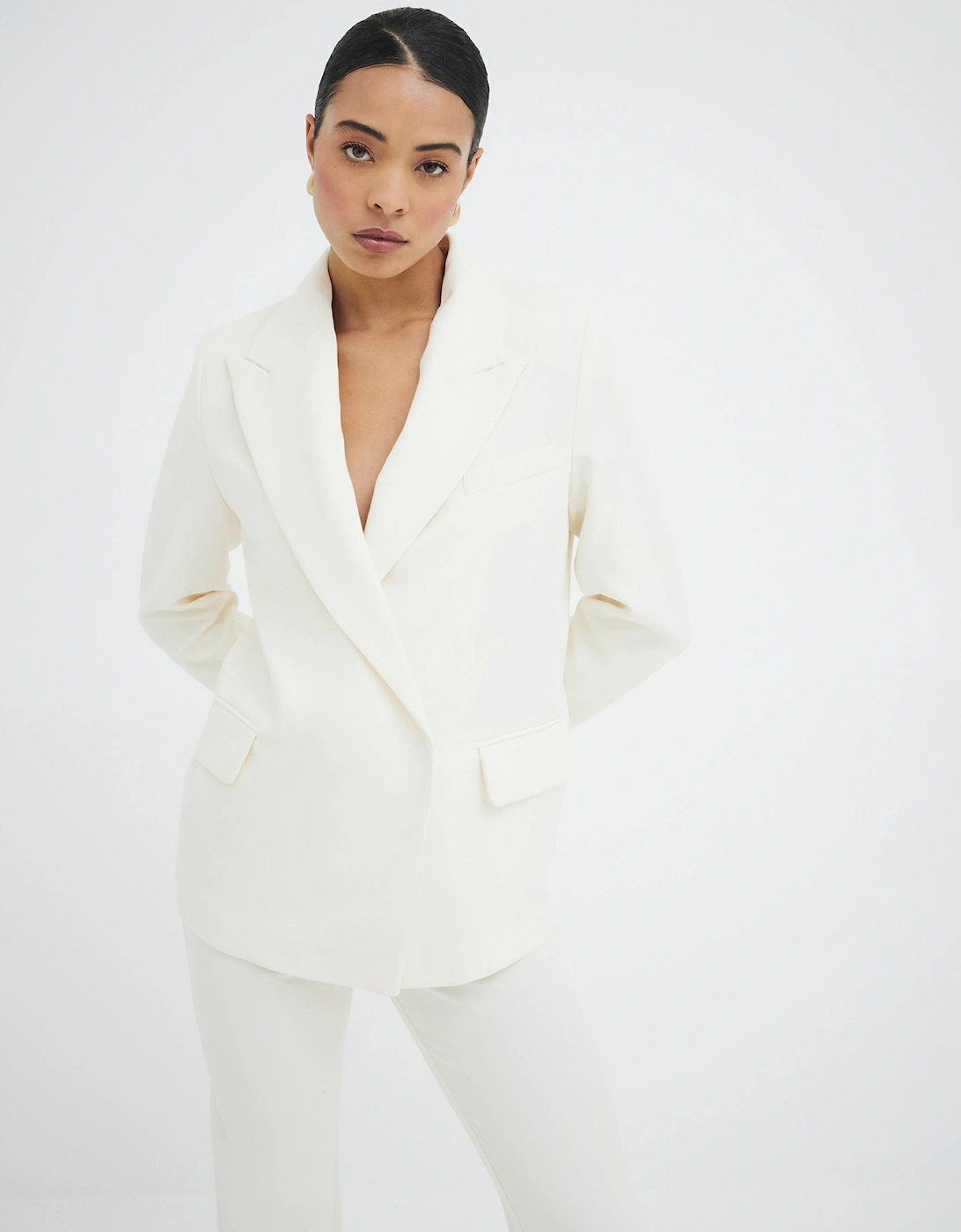 Oversized Double Breasted Blazer - Cream, 2 of 1