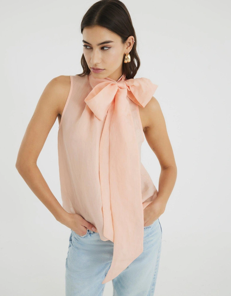 Pussybow Neck Tie Blouse - Pink