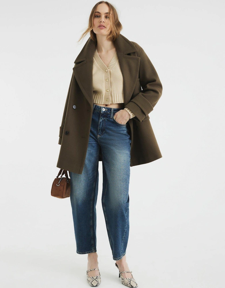 Double Breasted Peacoat - Khaki