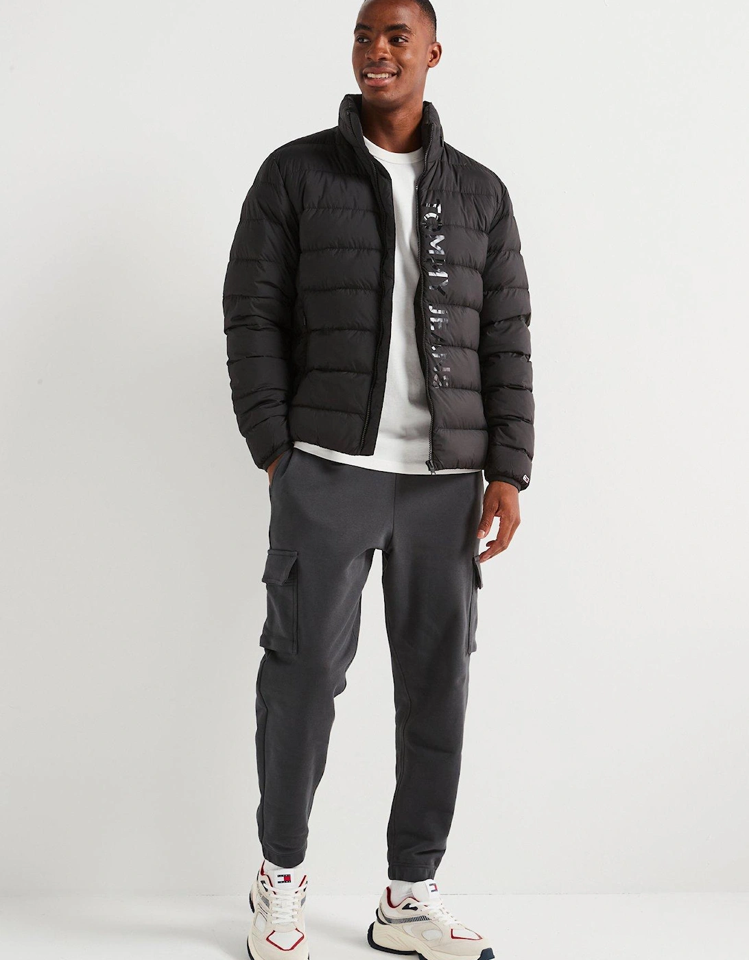 Lightweight Down Printed Logo Jacket - Black