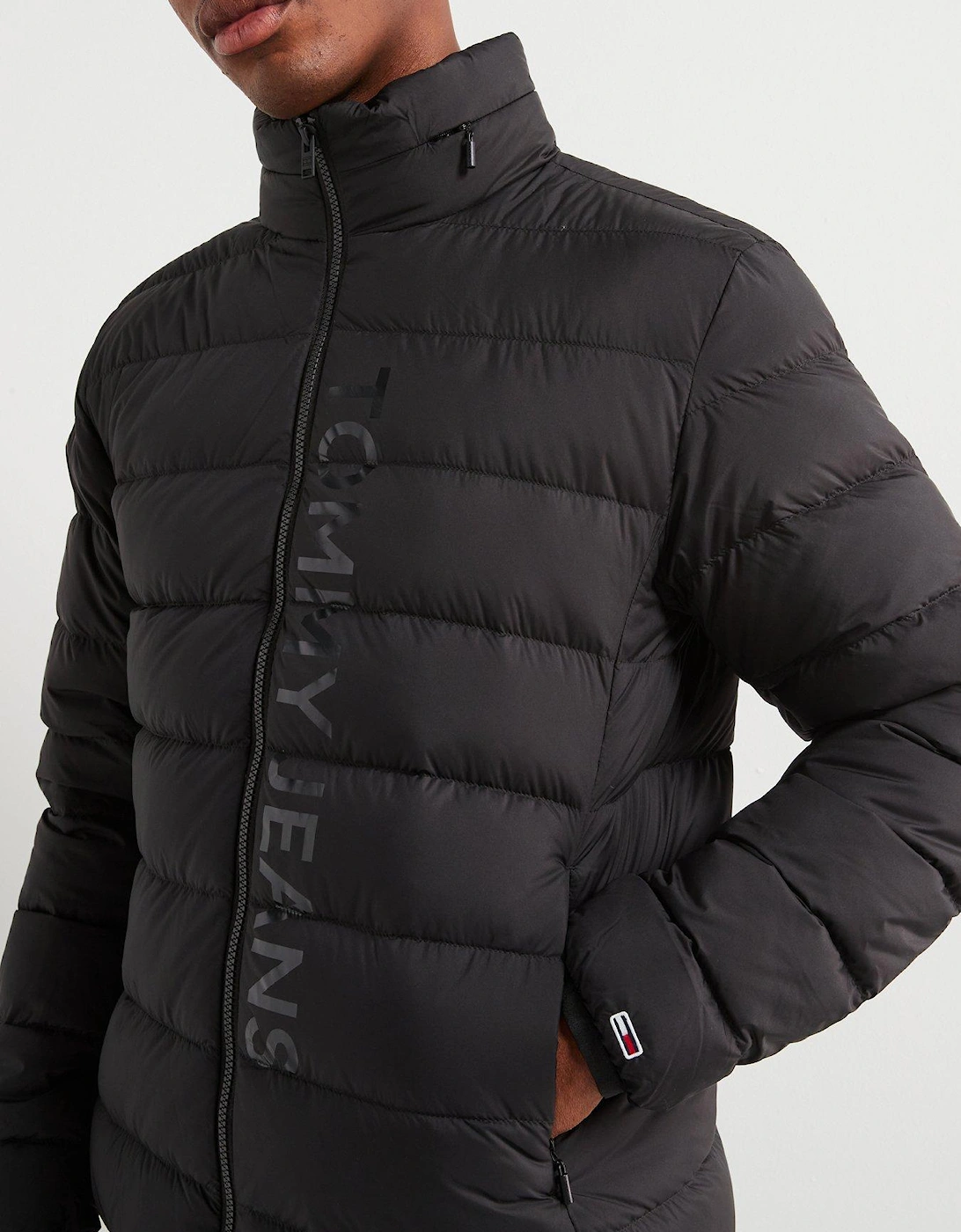 Lightweight Down Printed Logo Jacket - Black