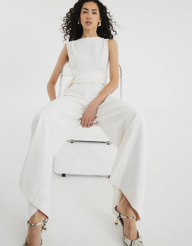 Belted Jumpsuit - White