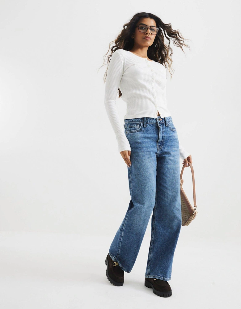 Relaxed Straight Leg Jeans - Medium Denim