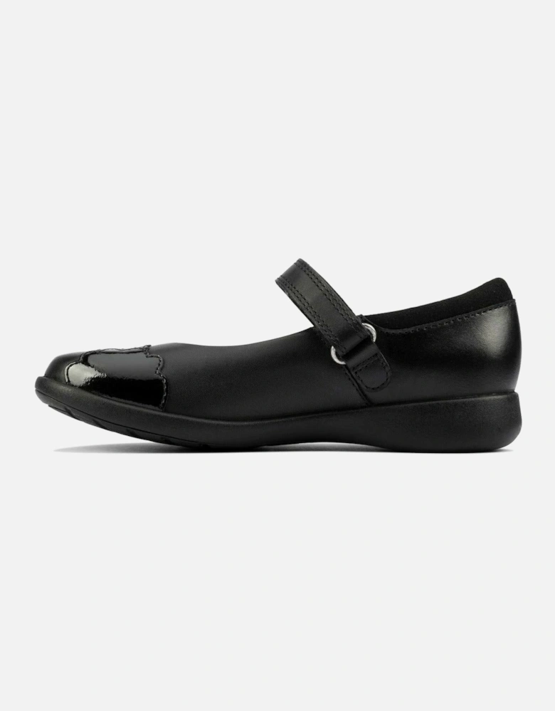 Etch Beam Kids Black Leather school shoe