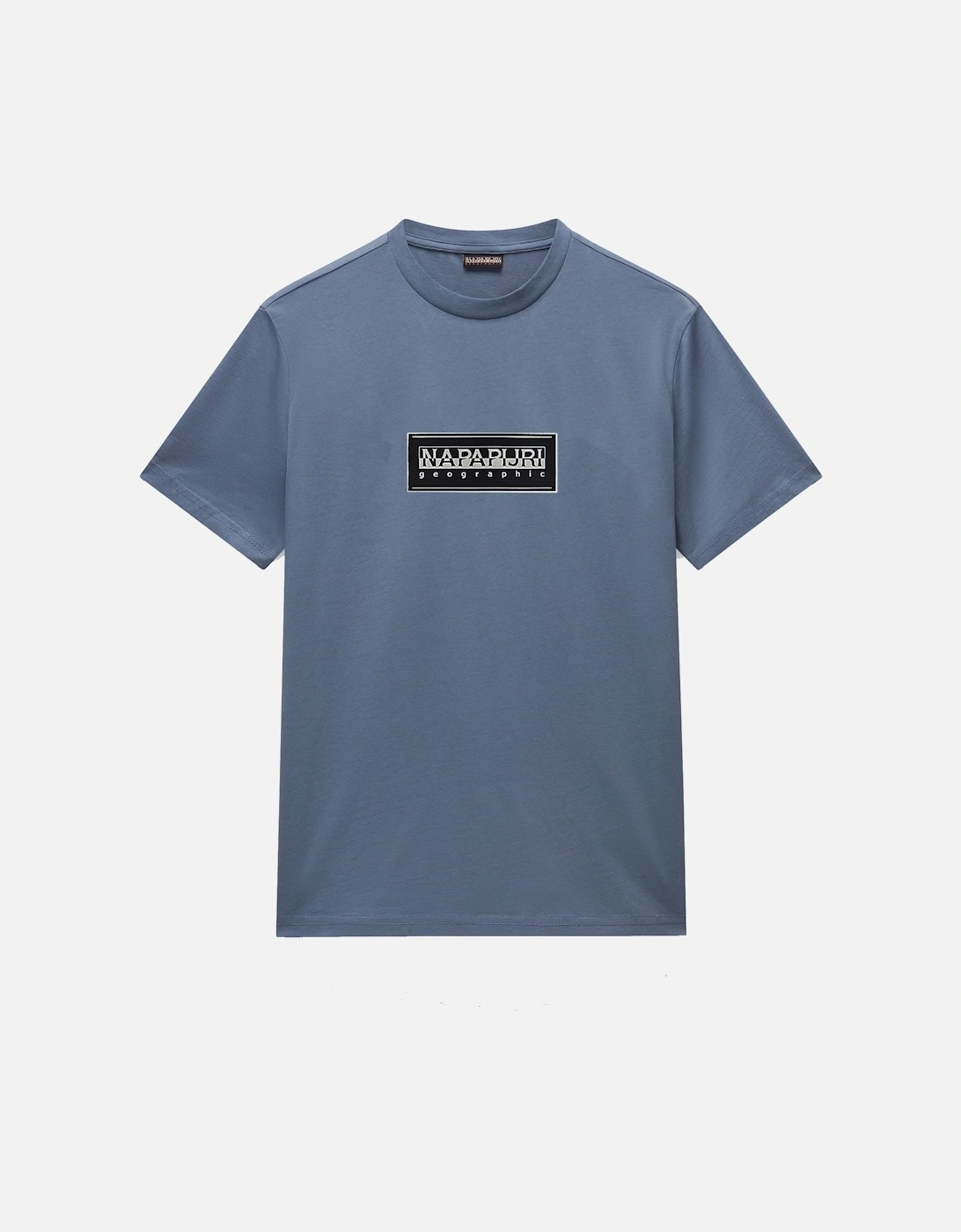 Men's Napapijri S Box Logo T-Shirt Stormy Weather - Blue - Size: 38/Regular