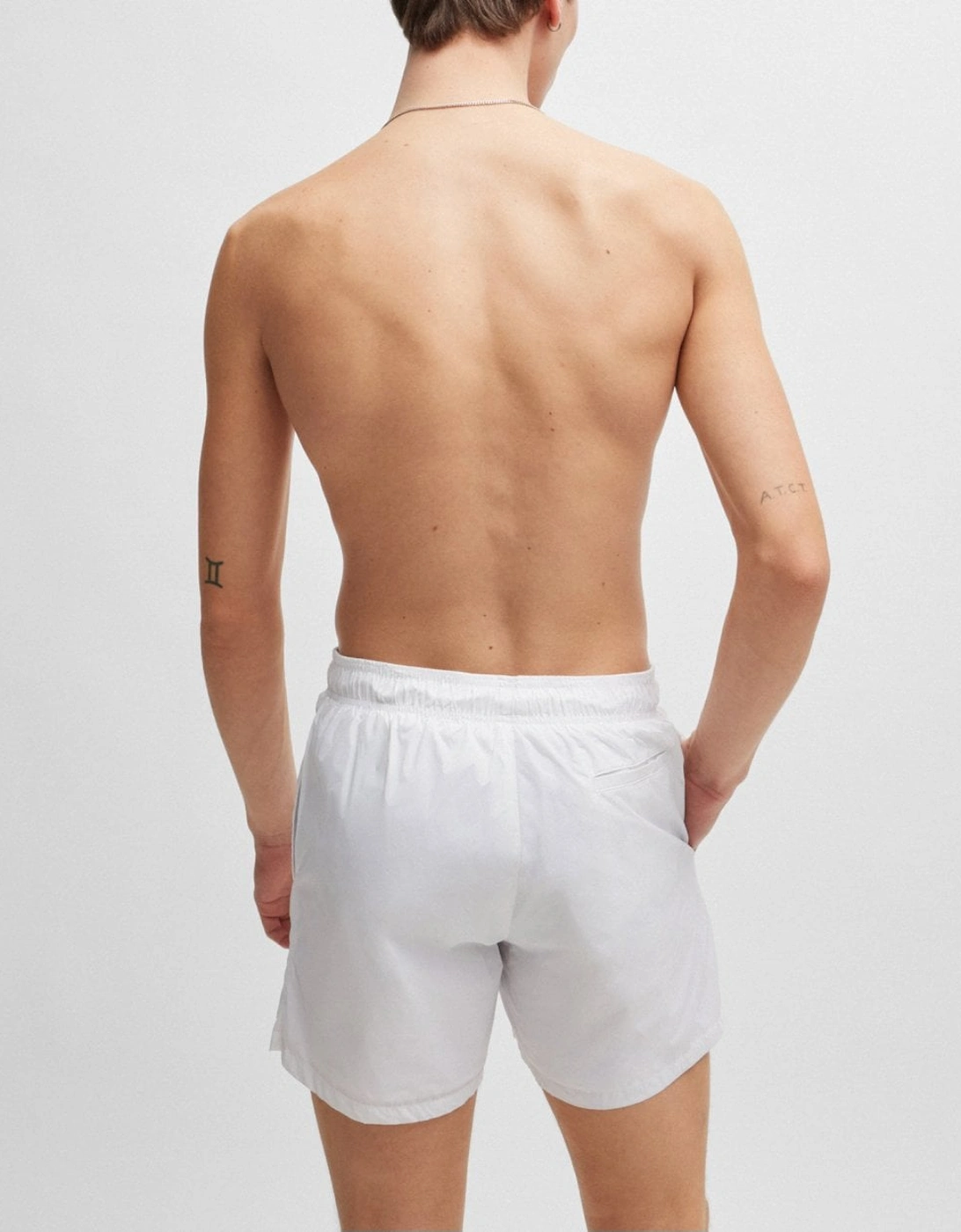 HUGO PAOL Mens Fully Lined Swim Shorts with Stacked Logo