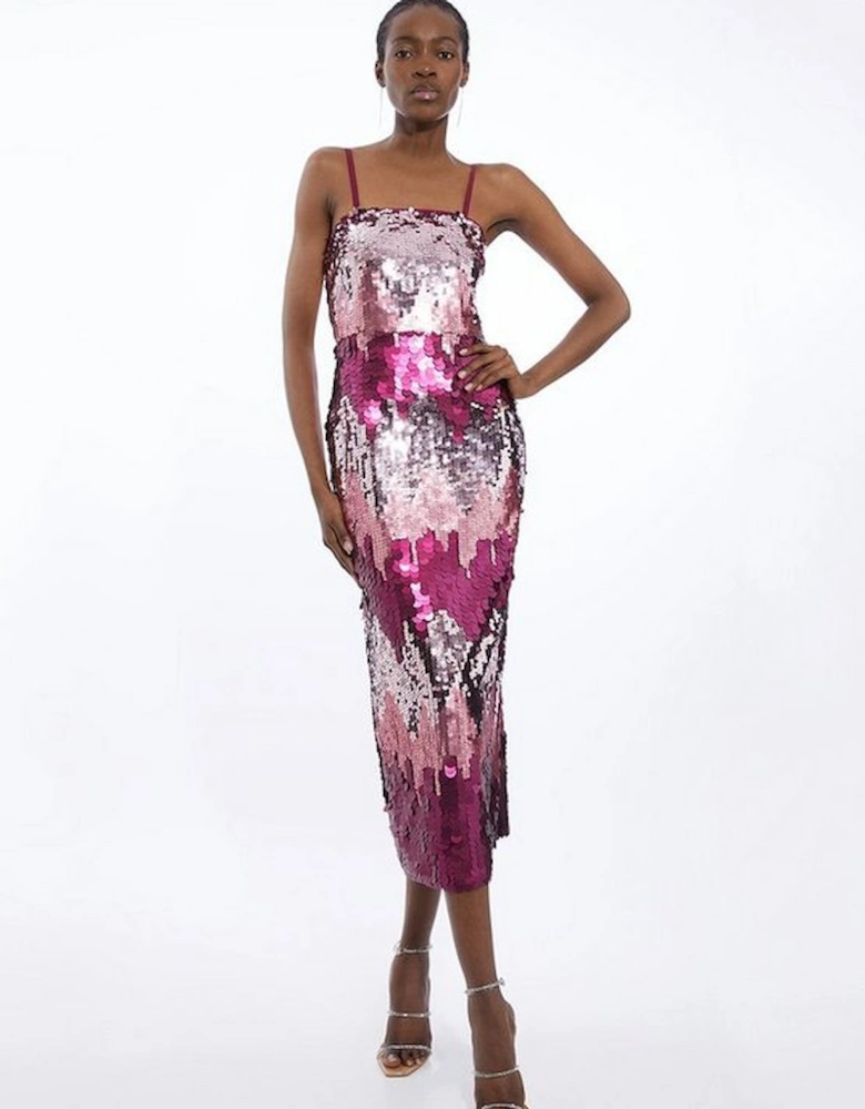 Disc Sequin Strappy Maxi Dress