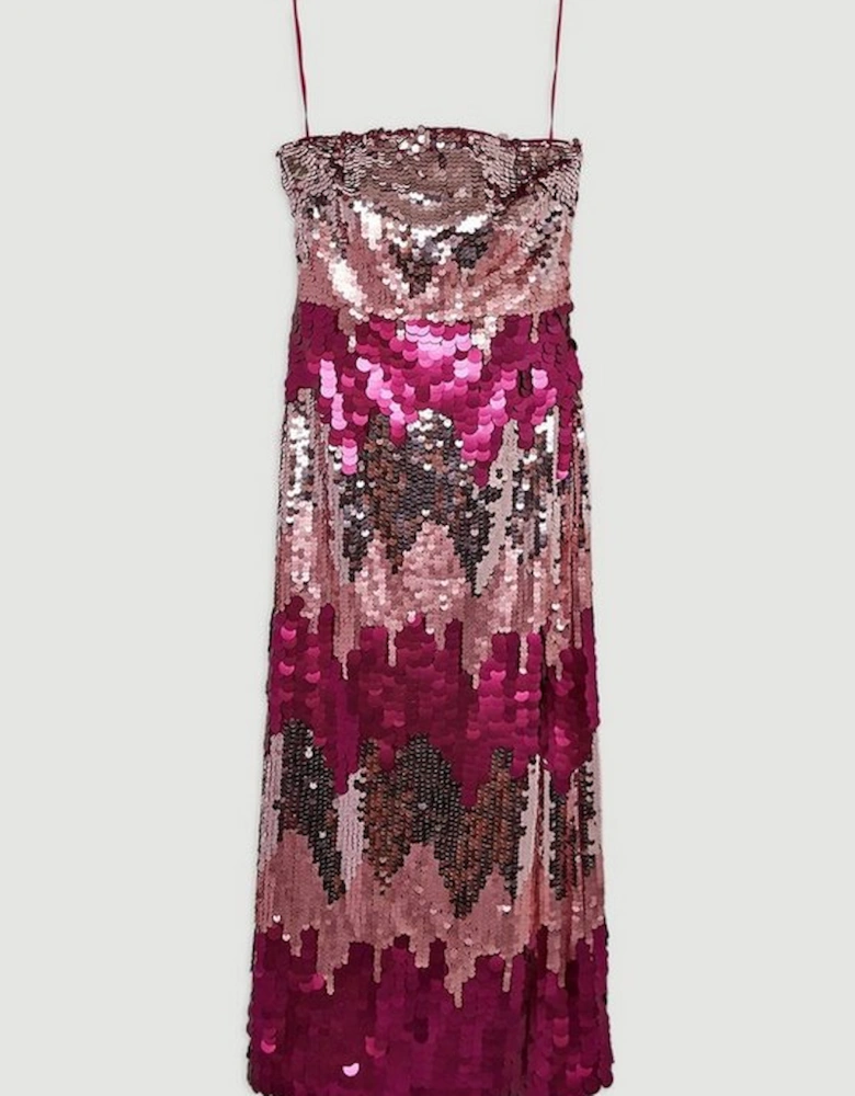 Disc Sequin Strappy Maxi Dress