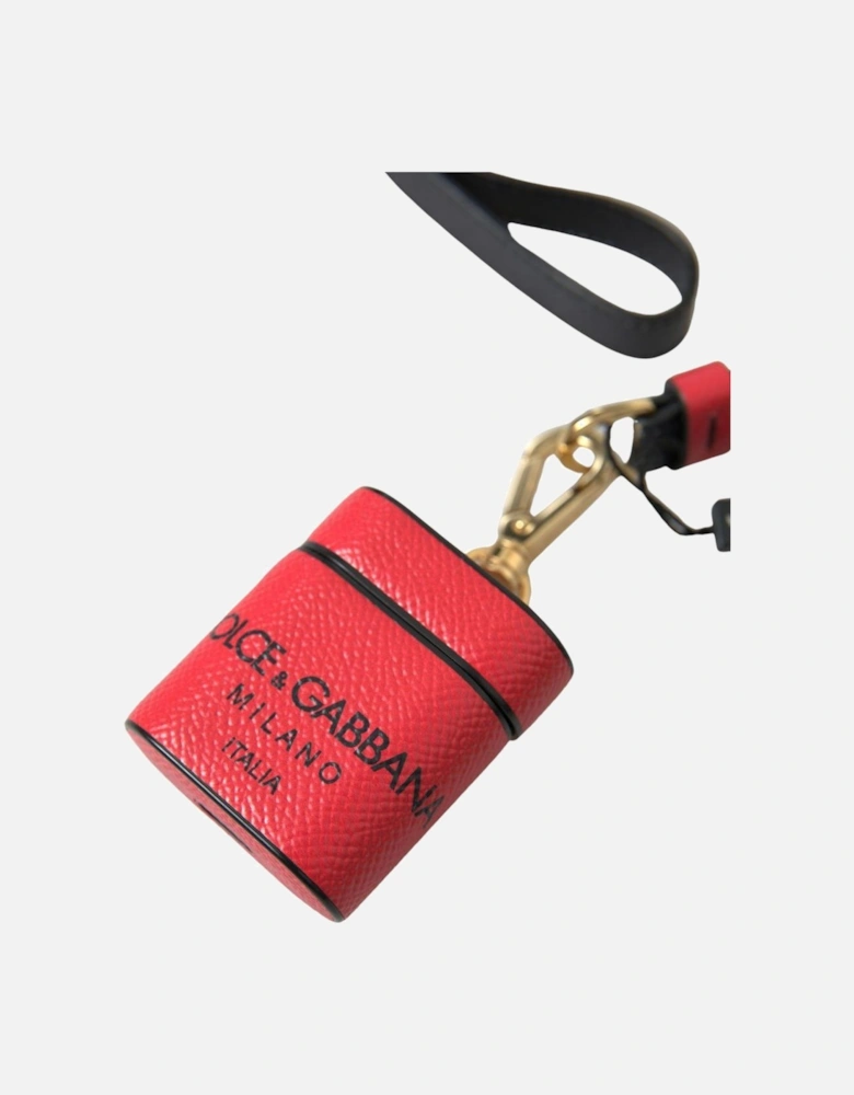 Leather AirPods Case with Strap - Red/Black Women - Black And Red