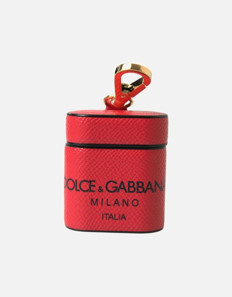 Leather AirPods Case with Strap - Red/Black Women - Black And Red