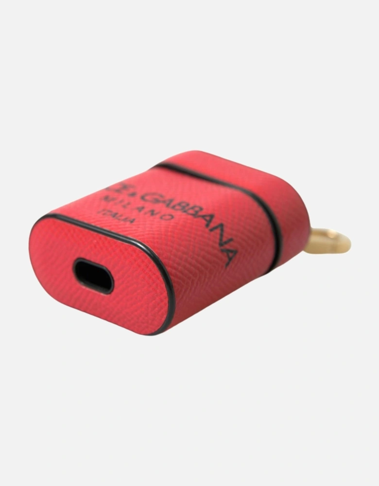 Leather AirPods Case with Strap - Red/Black Women - Black And Red