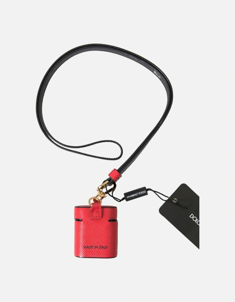 Leather AirPods Case with Strap - Red/Black Women - Black And Red