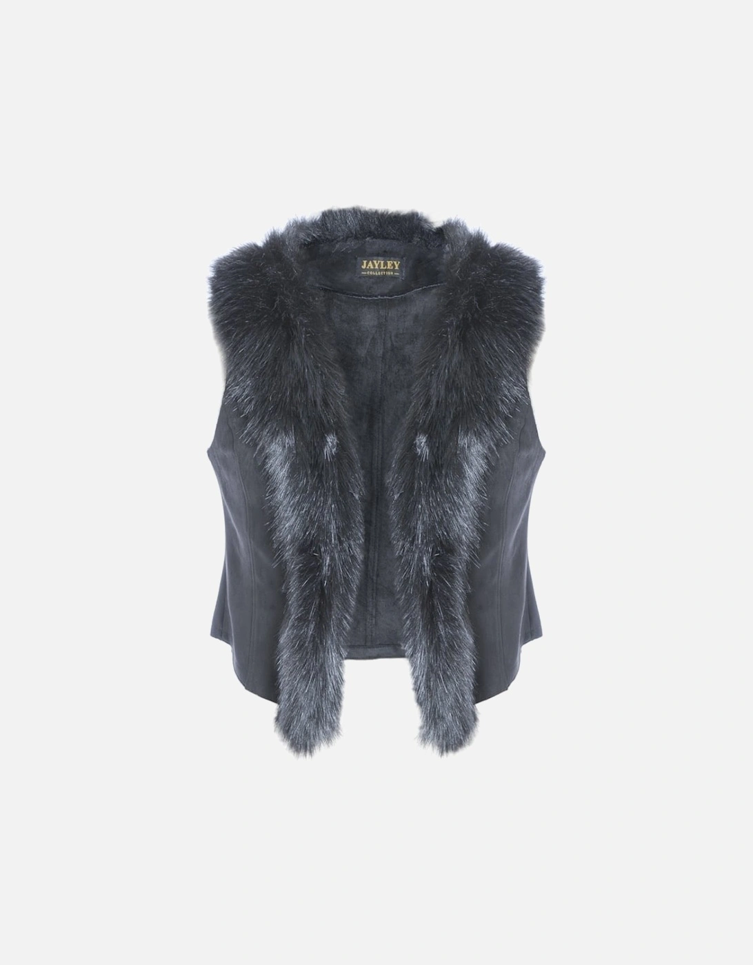 Black Faux Fur Faux Suede Gilet, 5 of 4