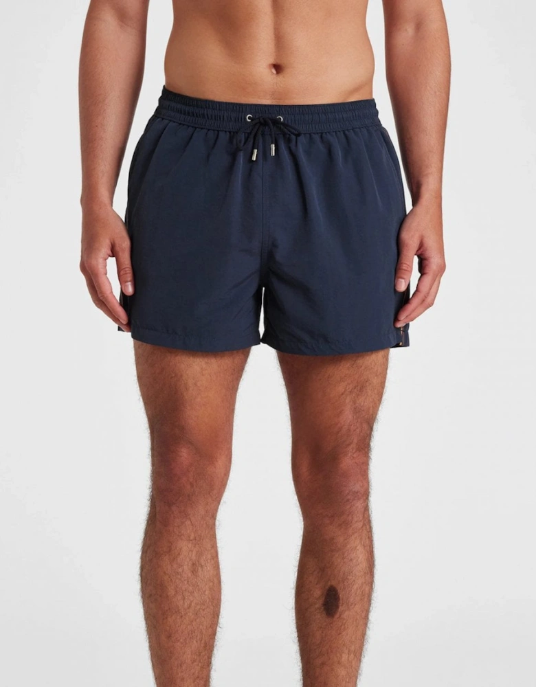 Mens Black Swim Shorts With Artist Stripe Trim