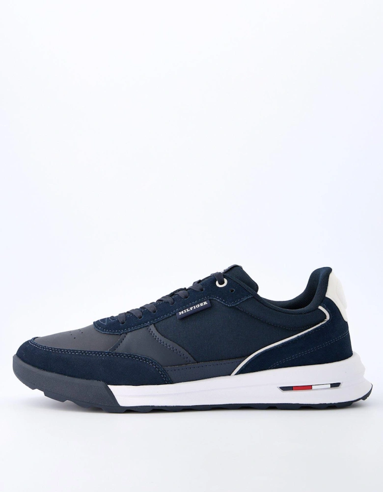 Mixed Media Retro Running Shoes - Navy