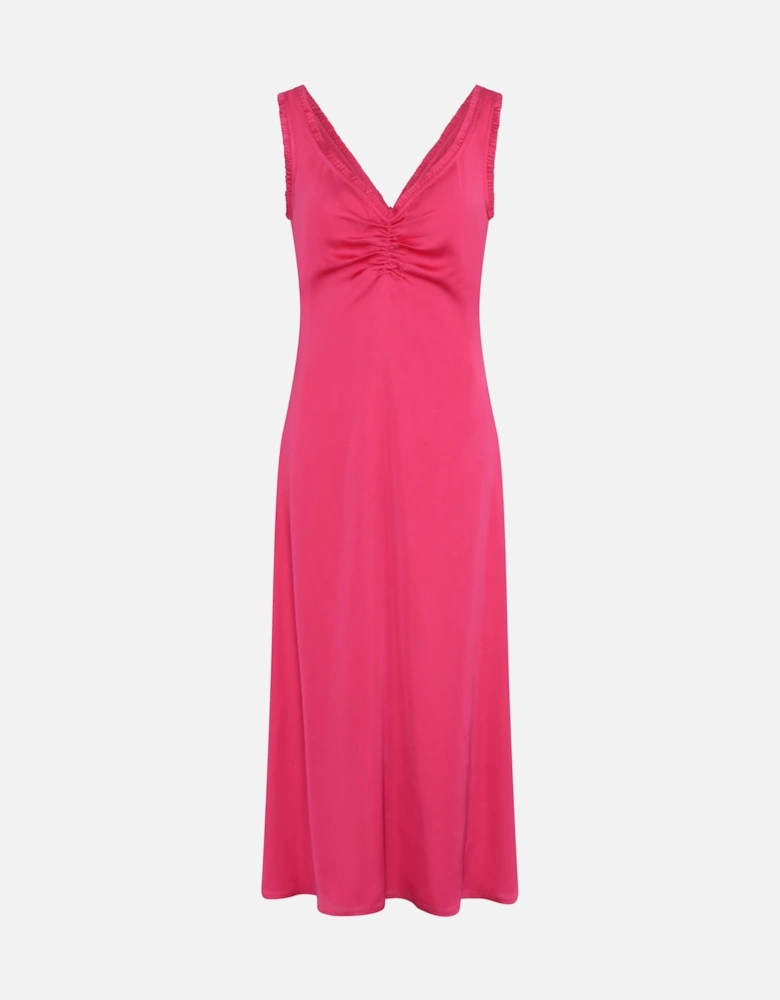 Polly Frill Dress in Magenta