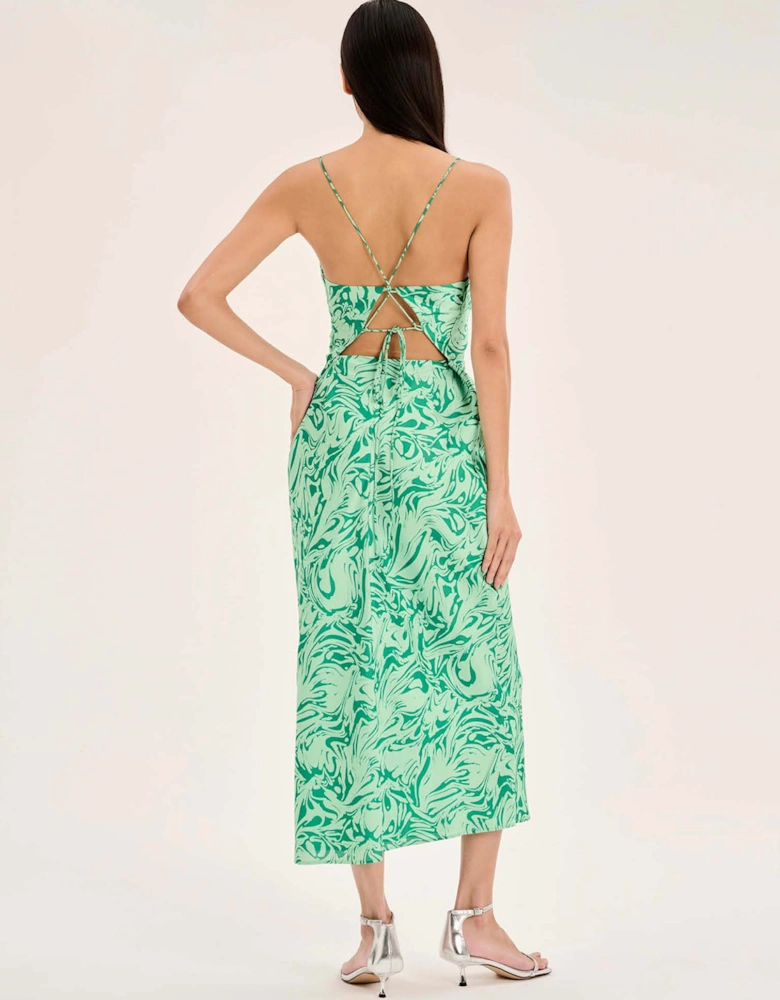 Riviera Midi Dress in Marble Green Print