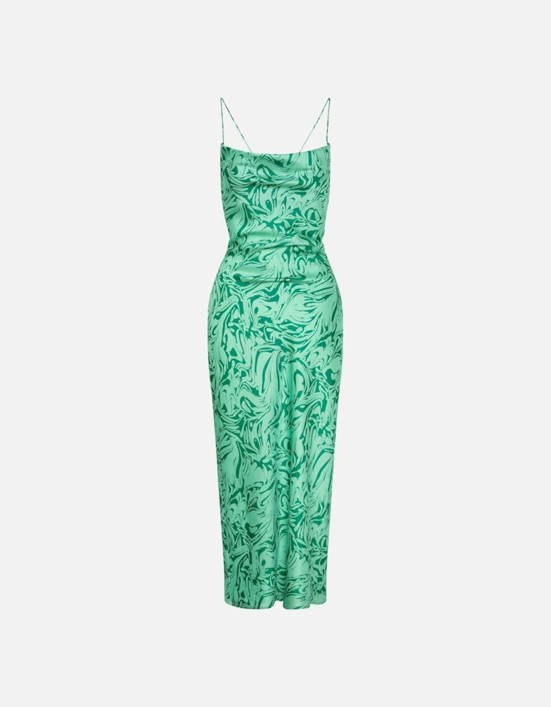 Riviera Midi Dress in Marble Green Print