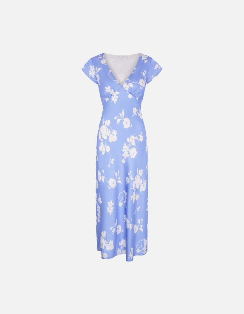 Woolf Short Sleeve Floral Slip Dress in Blue