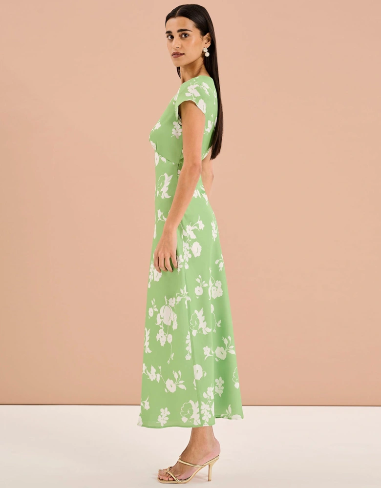 Woolf Short Sleeve Floral Slip Dress in Green