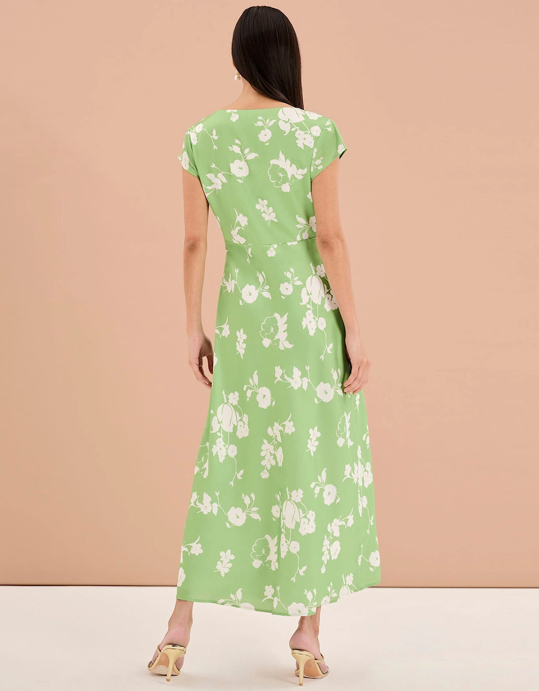 Woolf Short Sleeve Floral Slip Dress in Green