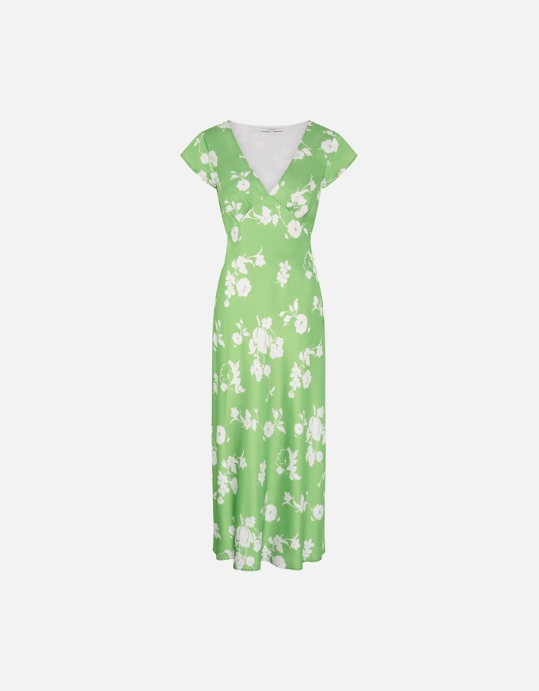 Woolf Short Sleeve Floral Slip Dress in Green